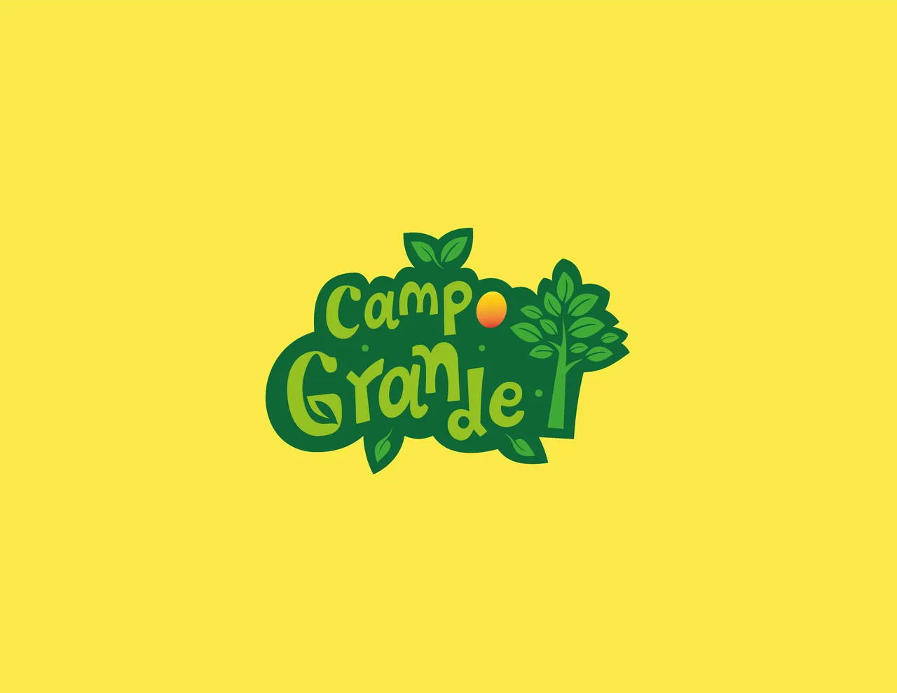 Logotipo de Campo Grande en verde sobre fondo amarillo